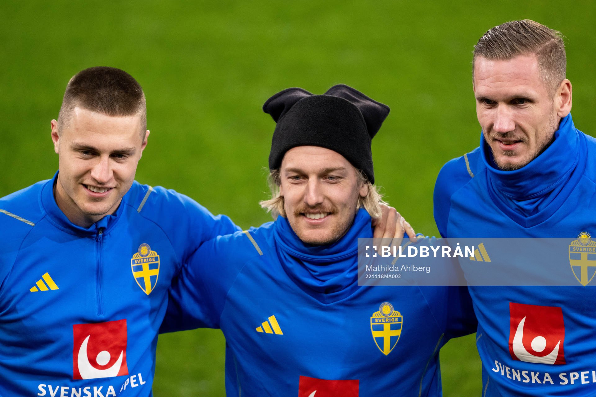 Mattias Svanberg, Emil Forsberg and goalkeeper Robin Olsen