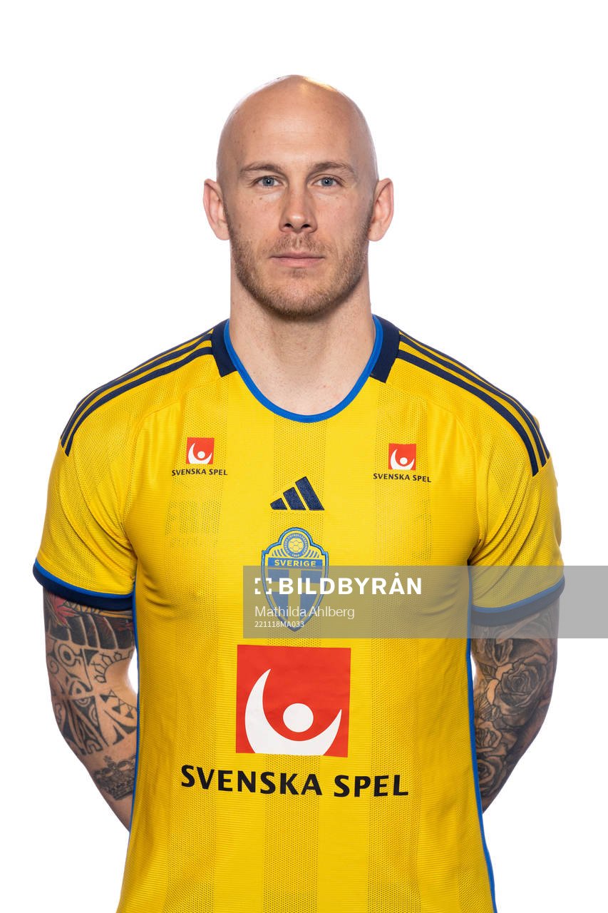Magnus Eriksson of the Swedish national football team poses