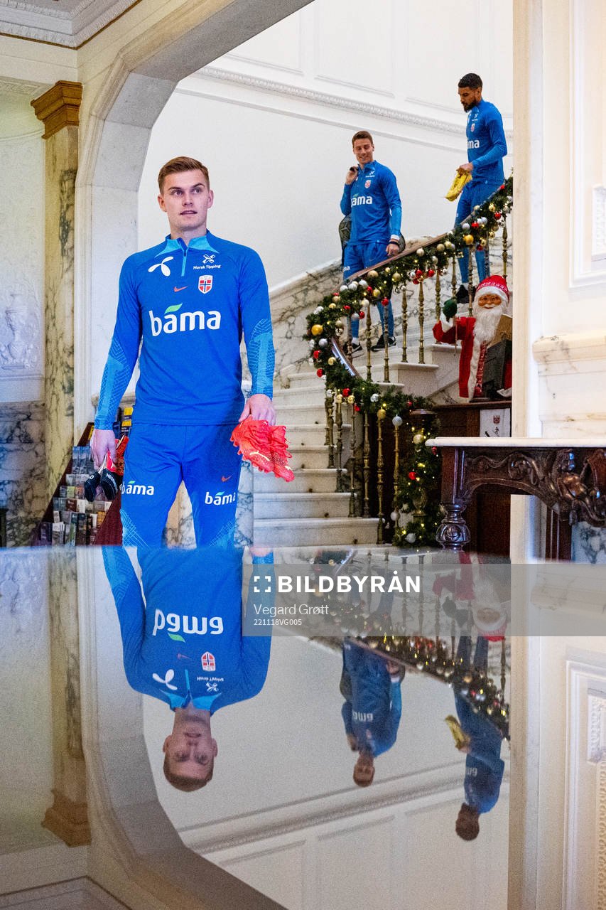Goalkeeper Mads Hedenstad Christiansen of the Norwegian