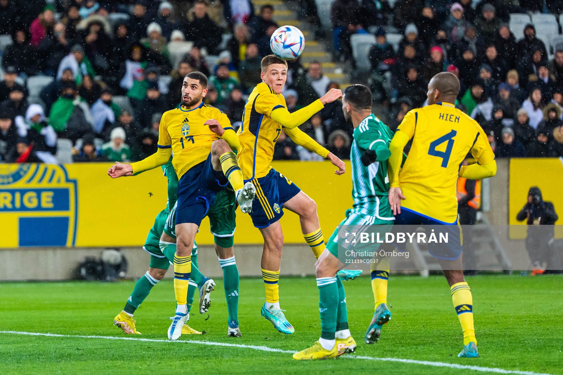 Aiham Ousou, Emil Holm and Isak Hien of Sweden