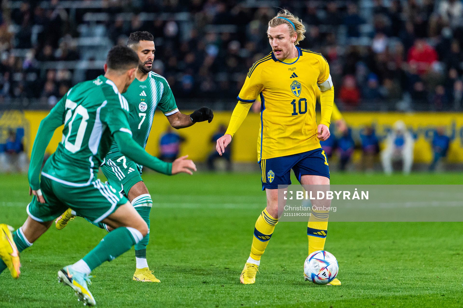 Riyad Mahrez of Algeria and Emil Forsberg of Sweden