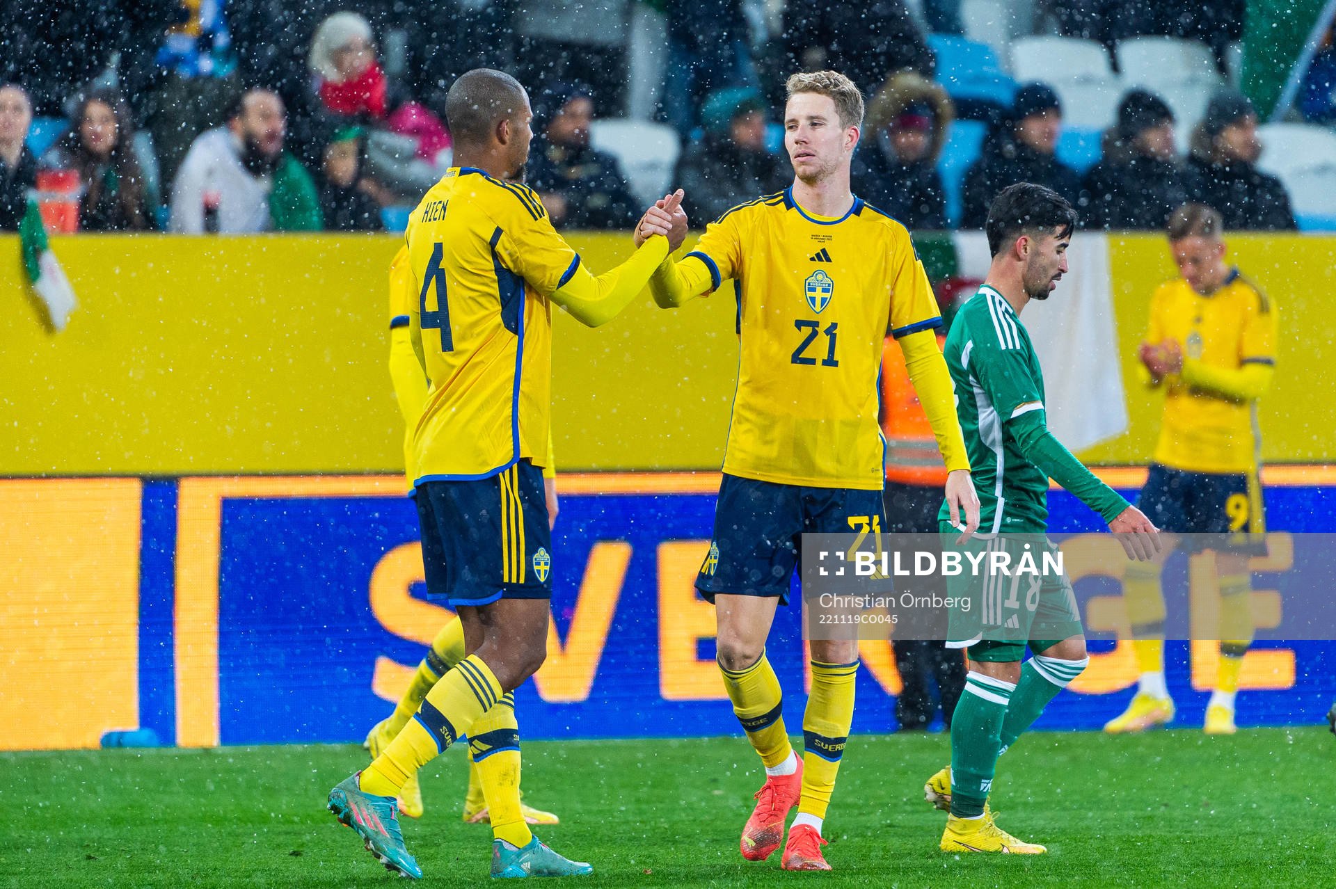 Isak Hien and Samuel Gustafson of Sweden celebrate