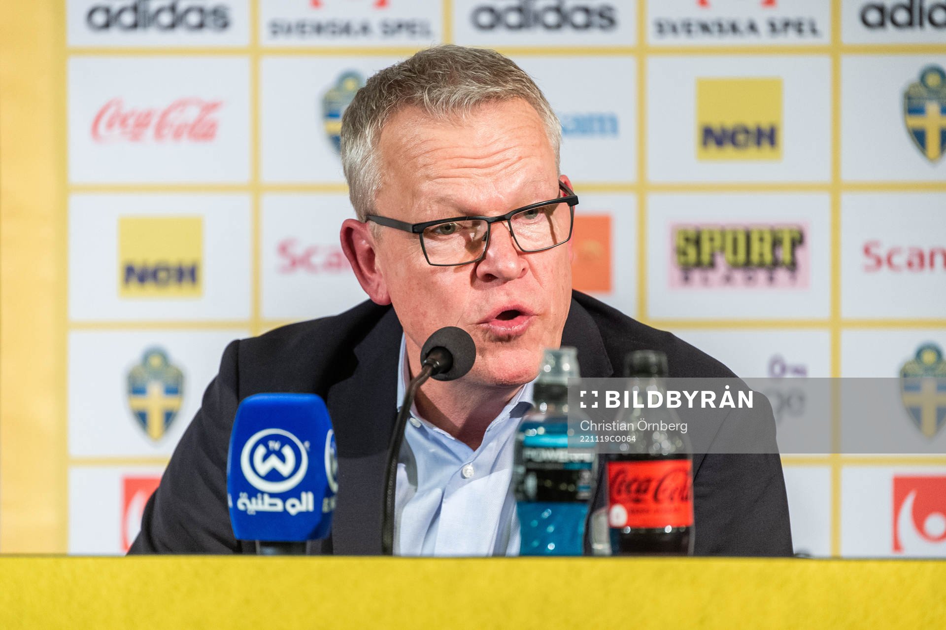 Head coach Janne Andersson of Sweden at the press conference