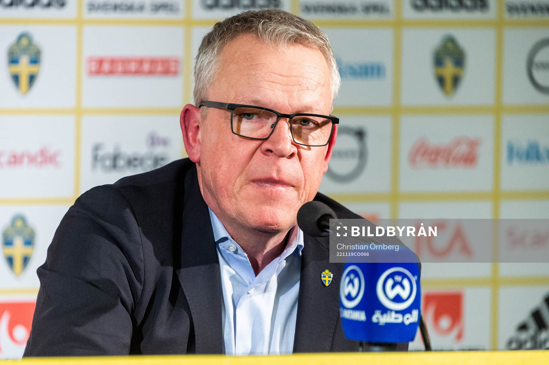 Head coach Janne Andersson of Sweden at the press conference