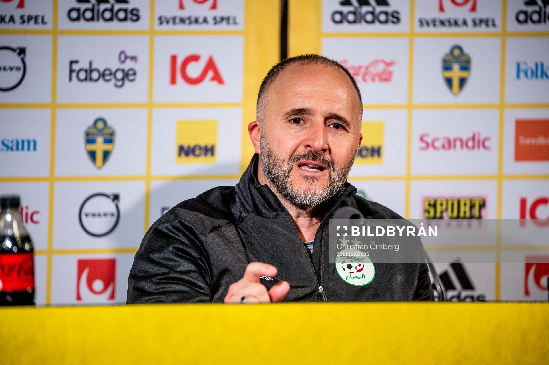 Head coach Djamel Belmadi of Algeria during the press conference after during the international friendly football match between Sweden and Algeria on November 19, 2022 in Malmö.