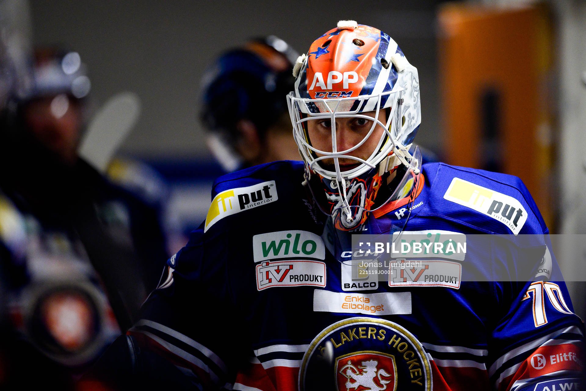 Växjös målvakt Adam Åhman före ishockeymatchen i SHL