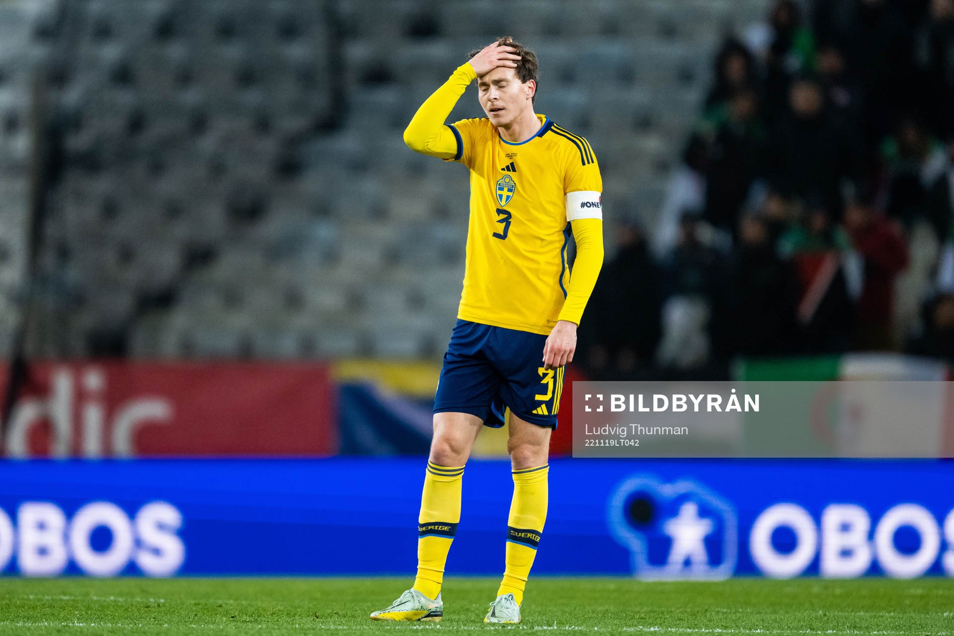 Victor Nilsson Lindelöf of Sweden looks dejected