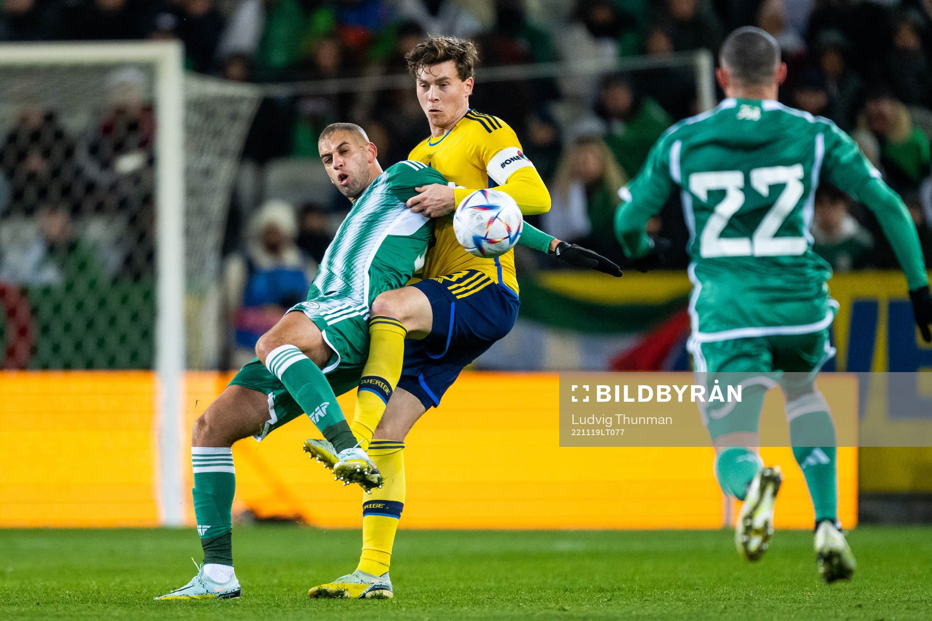 Islam Slimani of Algeria and Victor Nilsson Lindelöf of