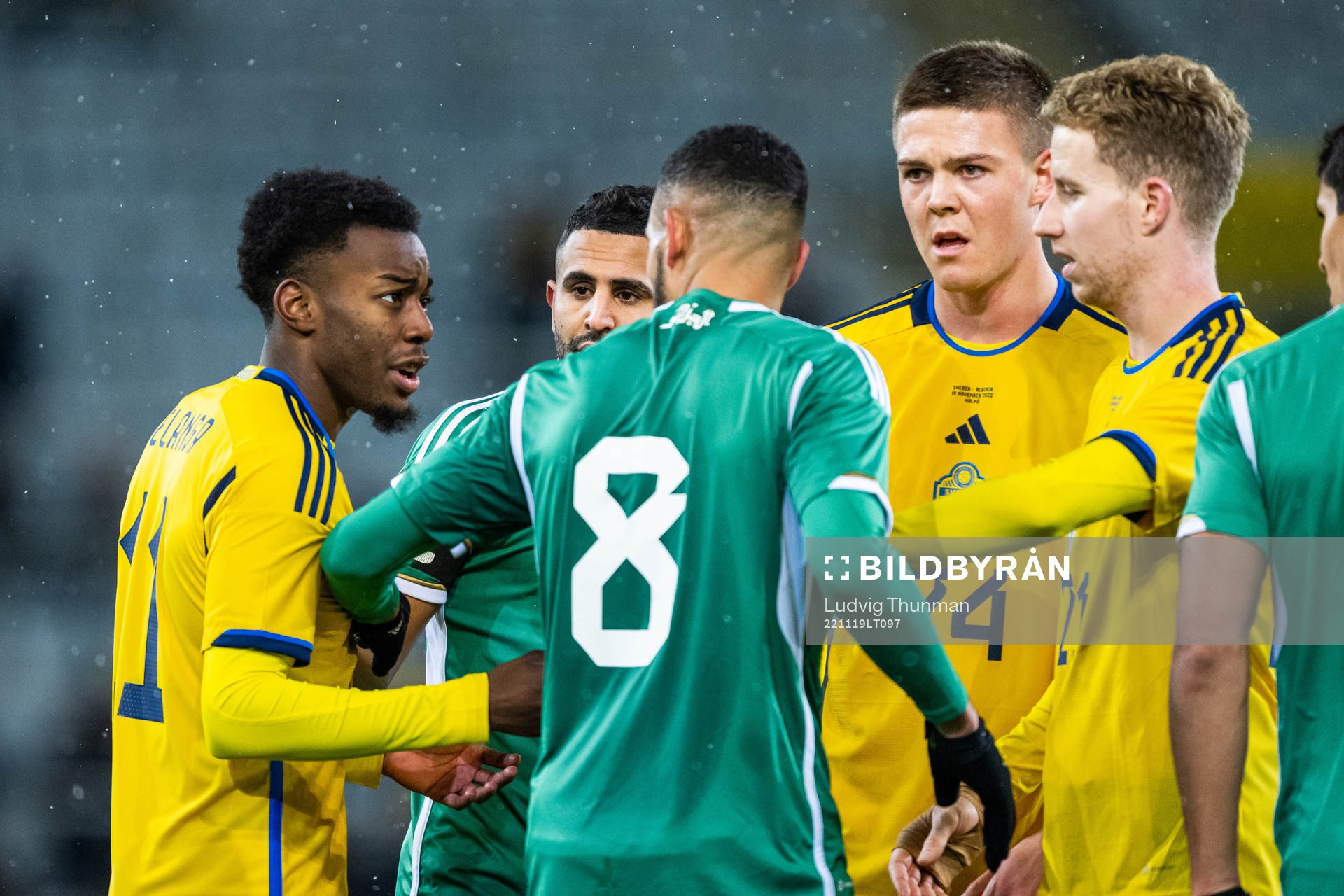 Anthony Elanga, Emil Holm and Samuel Gustafson of Sweden