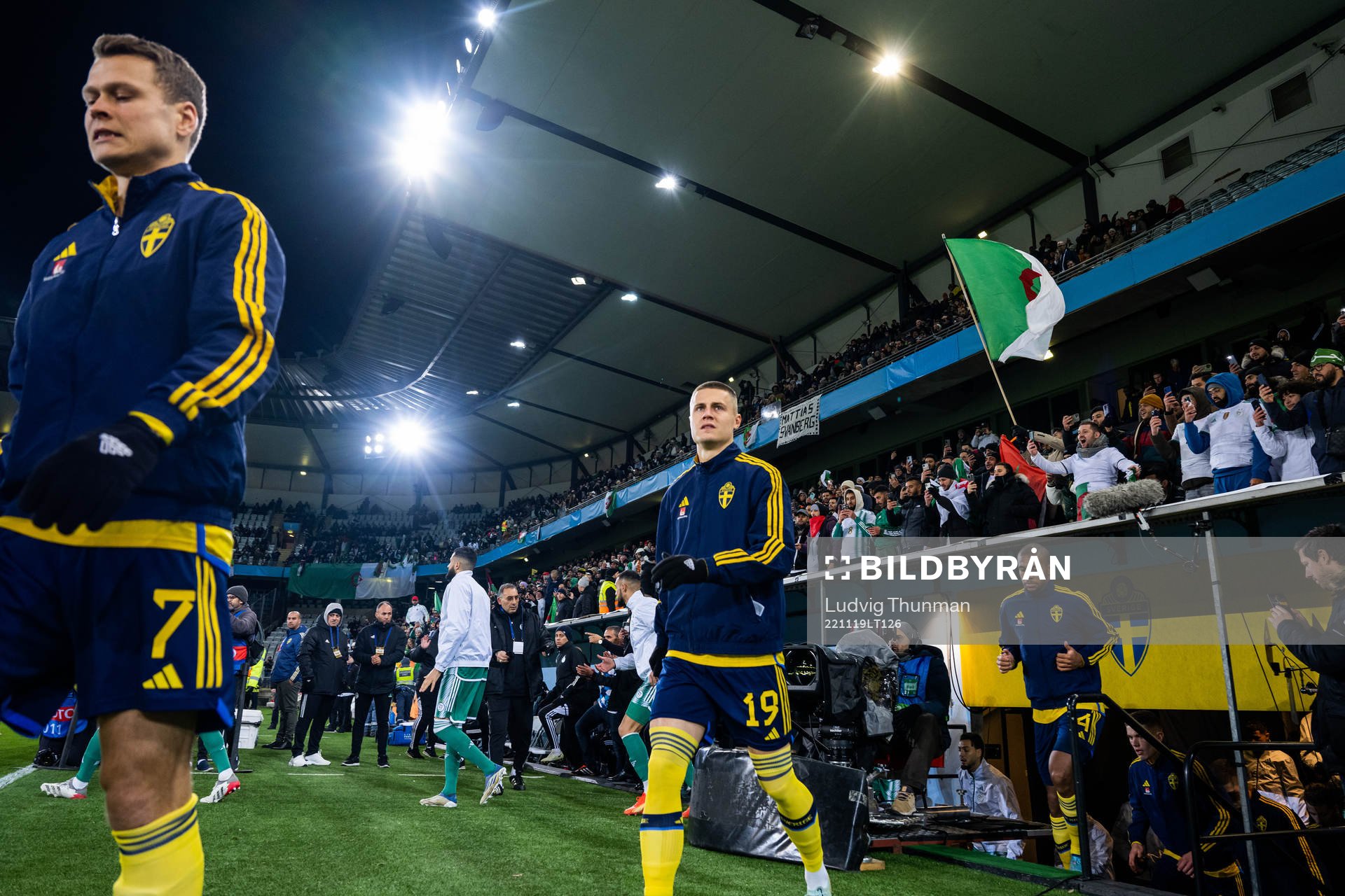 Mattias Svanberg of Sweden enter the pitch