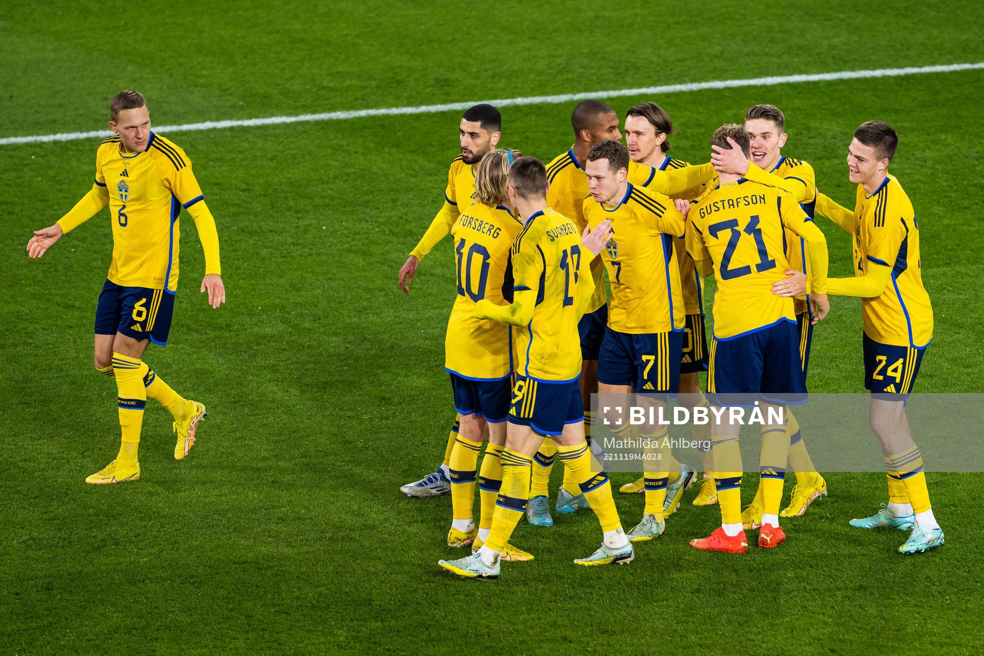 Viktor Claesson of Sweden celebrates with team mates