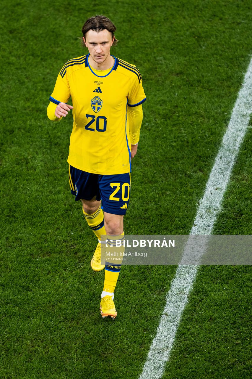 Kristoffer Olsson of Sweden leaves the pitch at half time