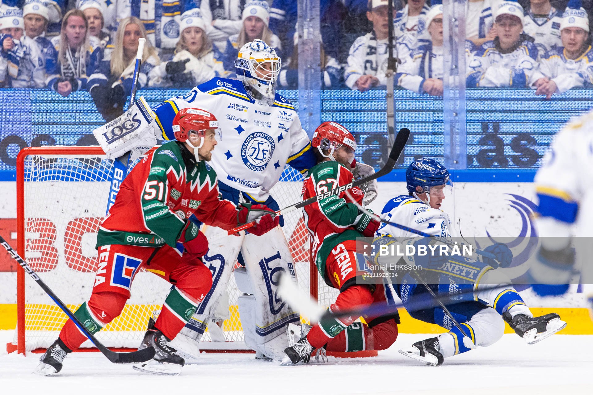 Leksands målvakt Mantas Armalis och Matt Caito