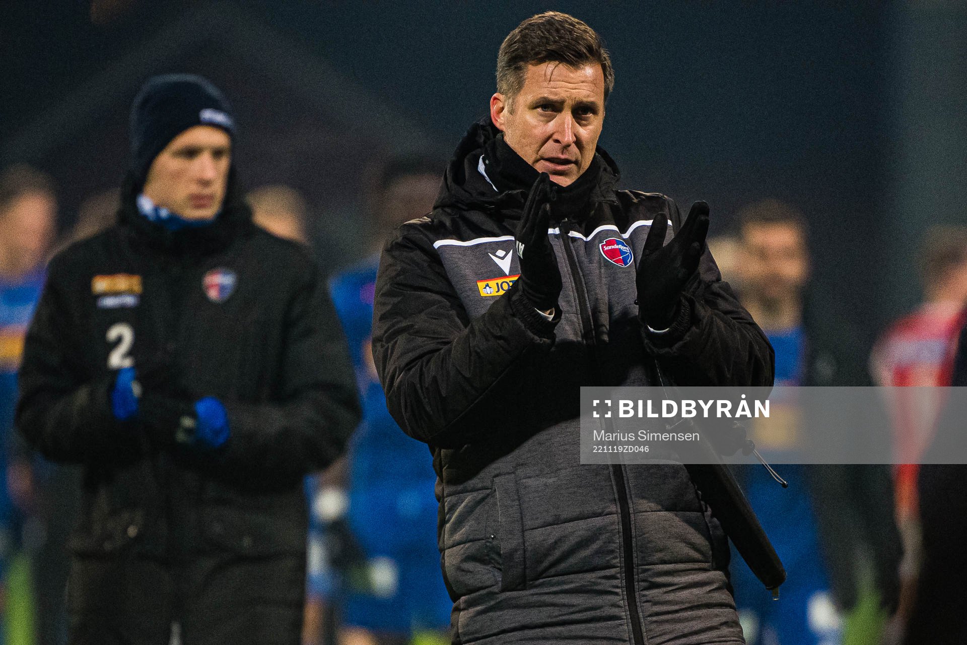 Andreas Tegström, assistant coach of Sandefjord, after the Eliteserien playoff football match between Kongsvinger and Sandefjord on November 19, 2022 in Kongsvinger.