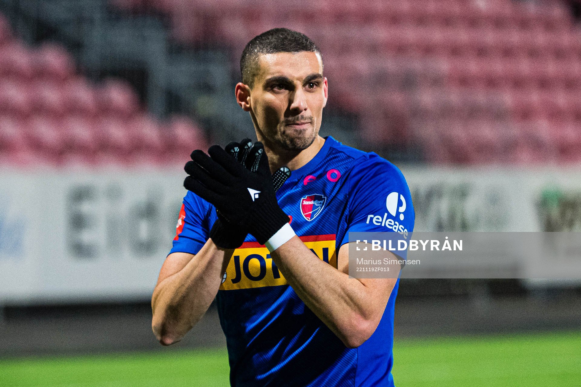 Mohamed Ofkir of Sandefjord after the Eliteserien playoff football match between Kongsvinger and Sandefjord on November 19, 2022 in Kongsvinger.