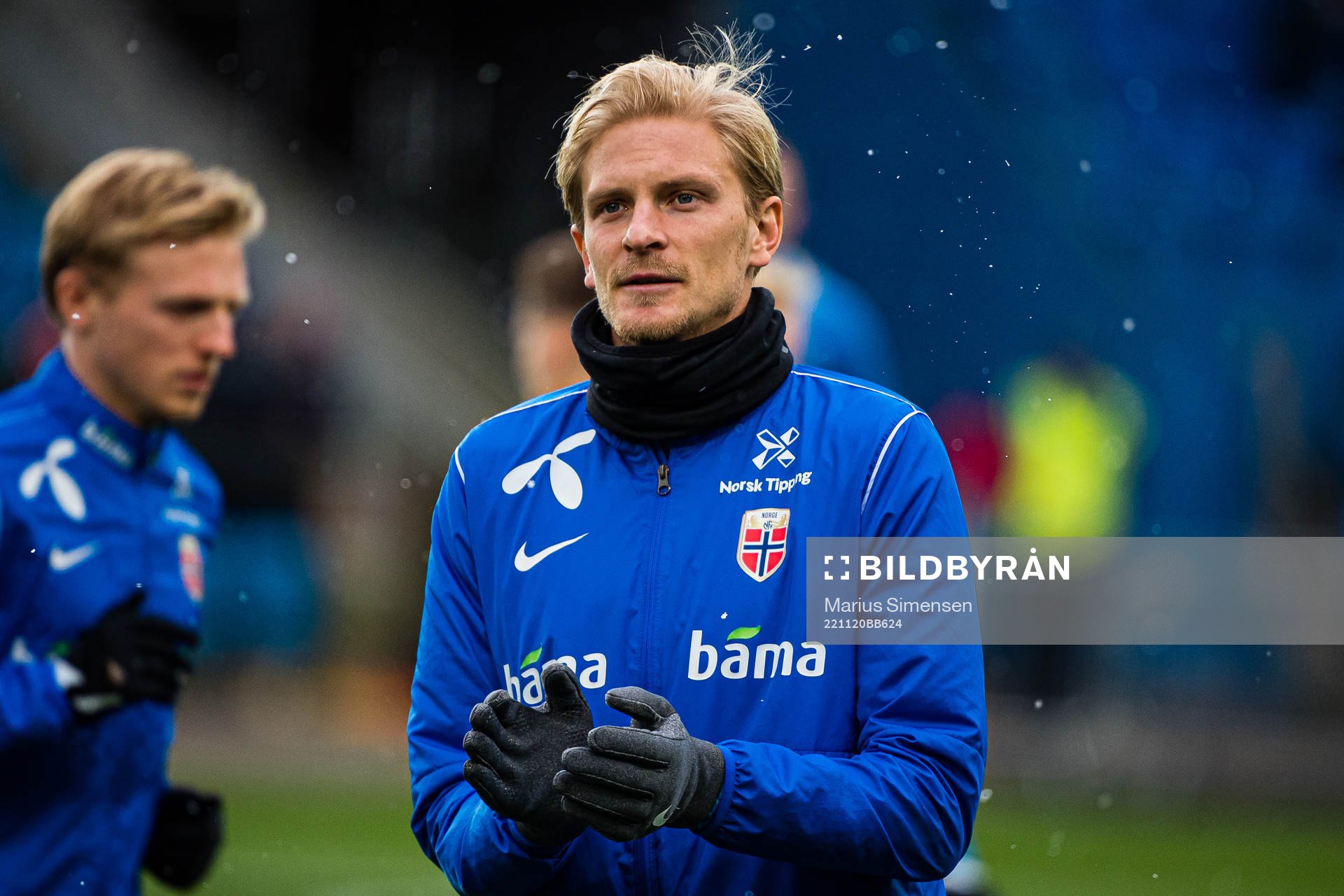 Morten Thorsby of Norway warms up