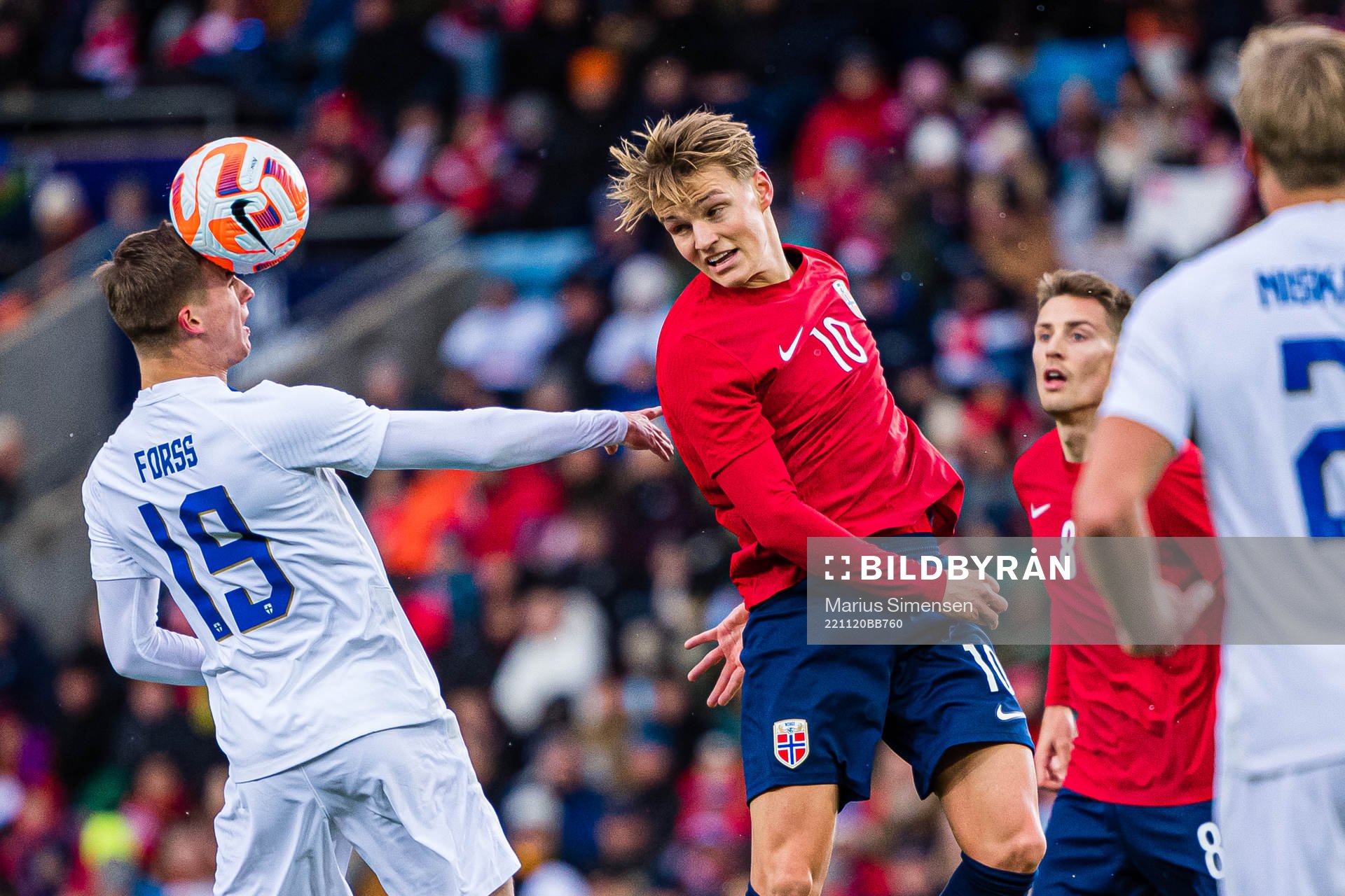 Marcus Forss of Finland and Martin Ødegaard of Norway