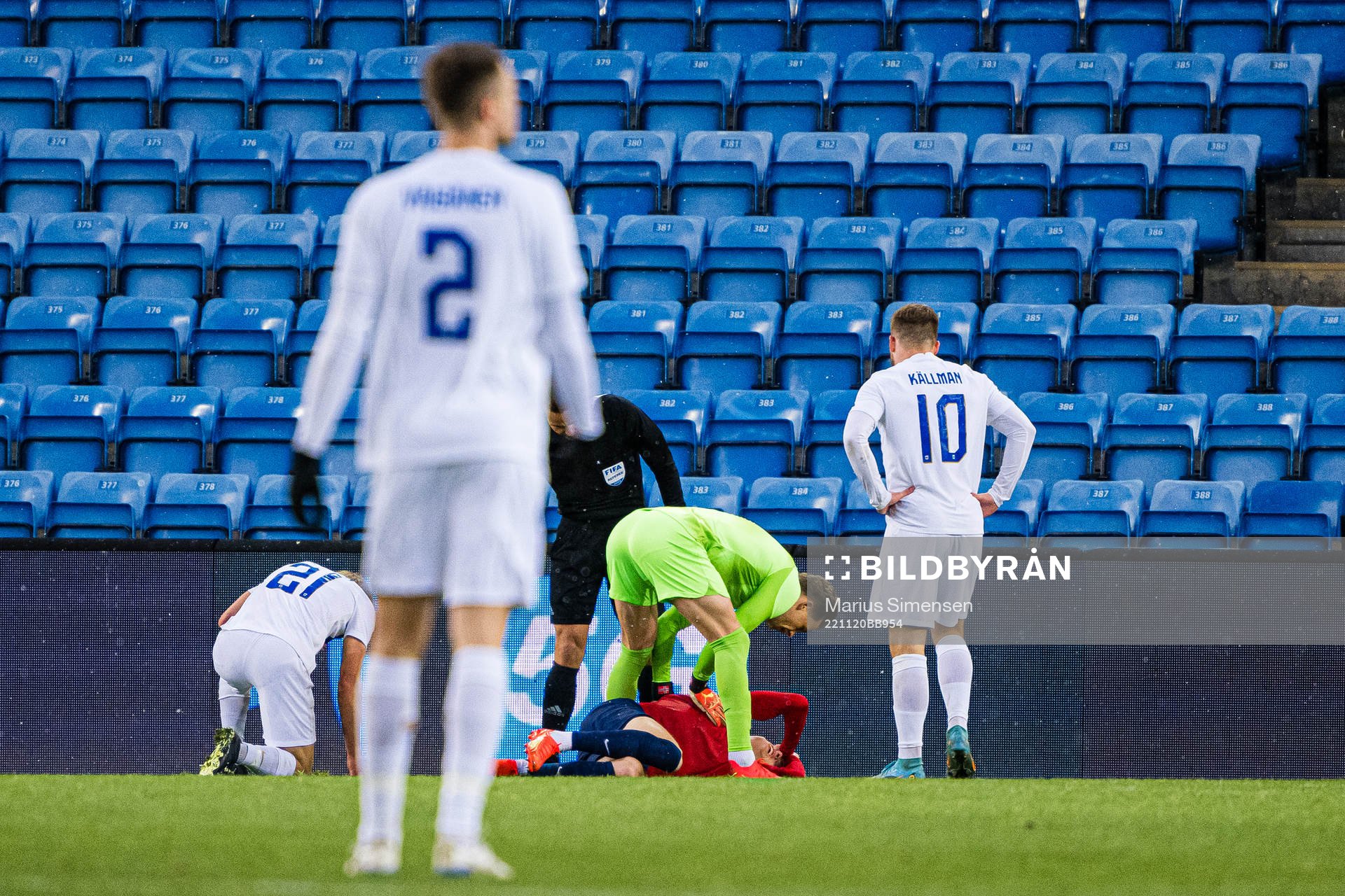 Marcus Holmgren Pedersen of Norway in pain during the International friendly football match between Norway and Finland on November 20, 2022 in Oslo.