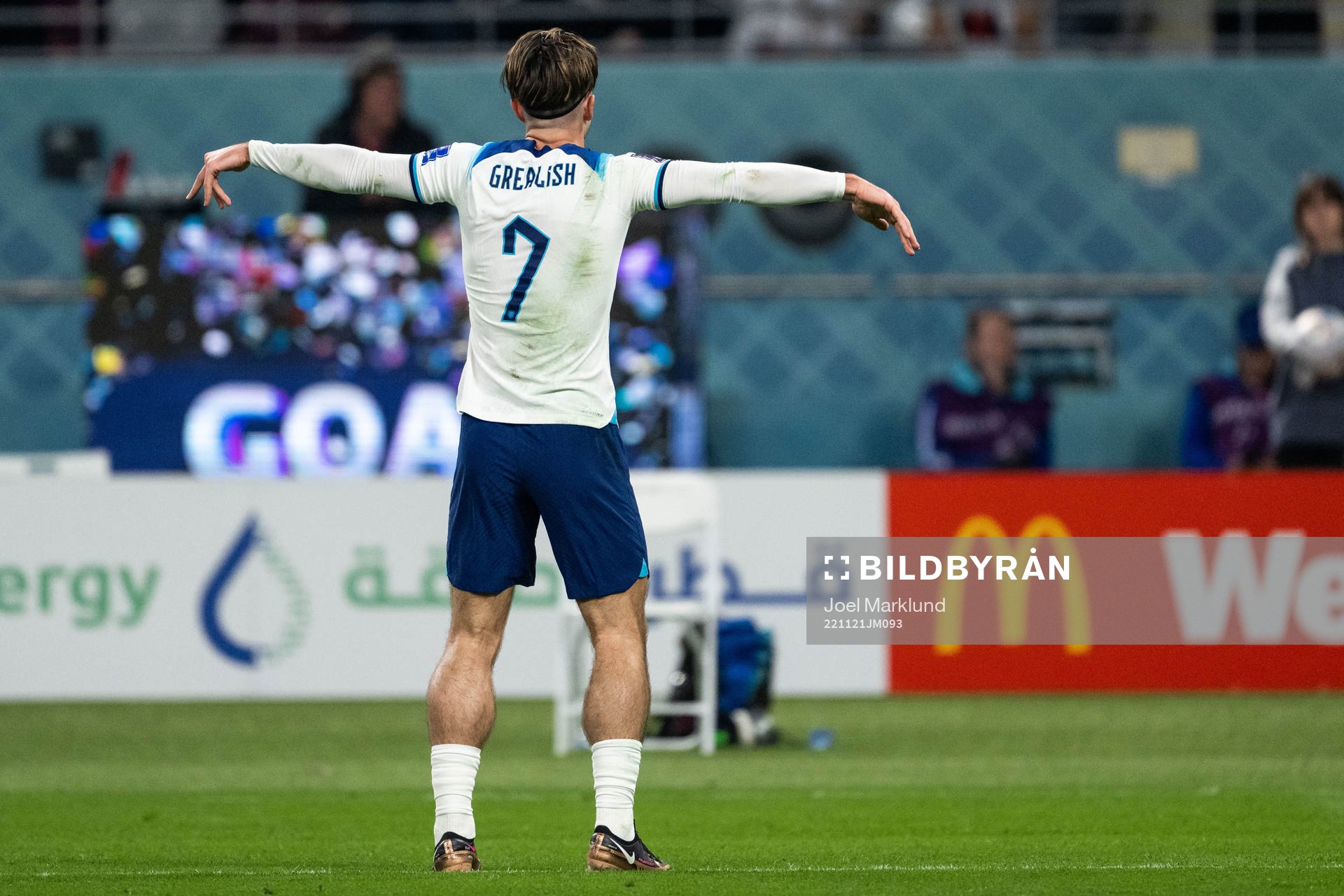 Jack Grealish of England celebrates scoring 6-1
