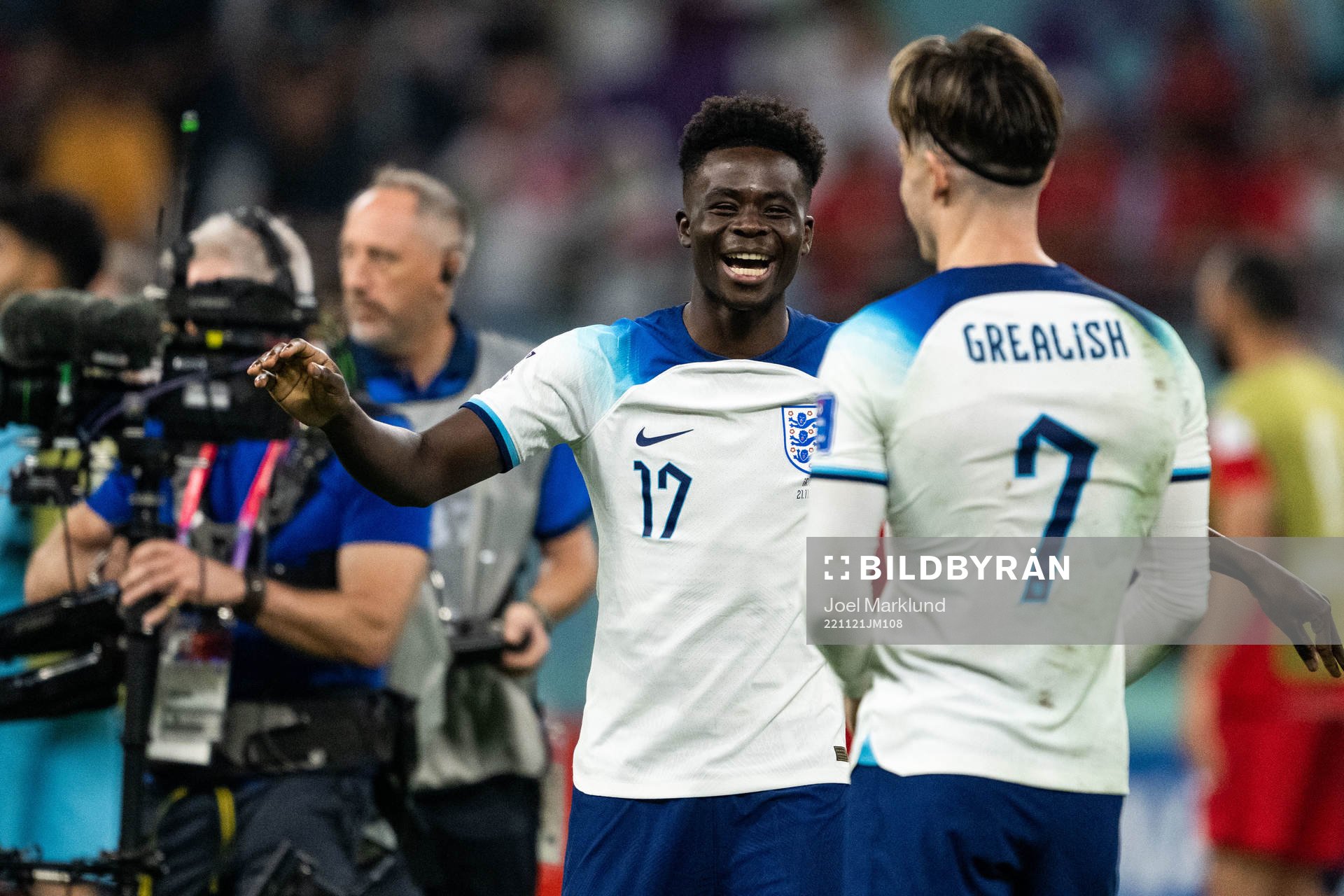 Bukayo Saka and Jack Grealish of England