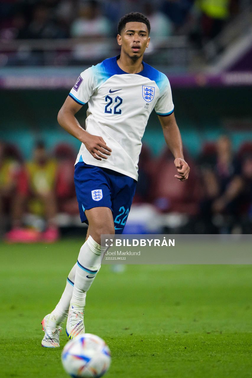 Jude Bellingham of England during the FIFA World Cup 2022 football match between England and Iran on November 21, 2022 in Doha.