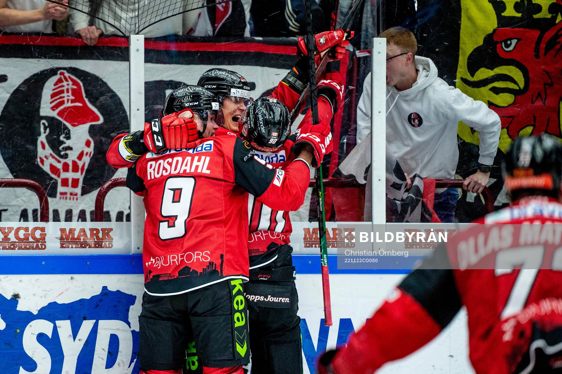 Malmö Redhawks Fredrik Händemark jublar med lagkamraterna