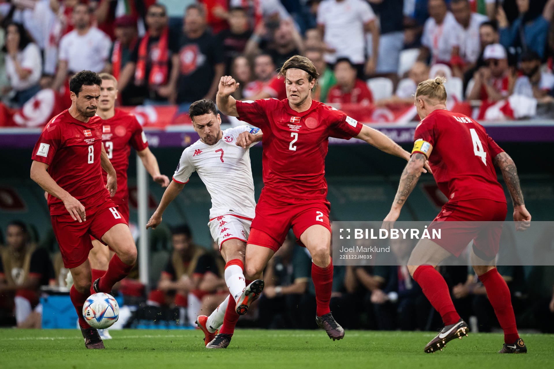 Thomas Delaney, Joachim Andersen and Simon Kjær of Denmark