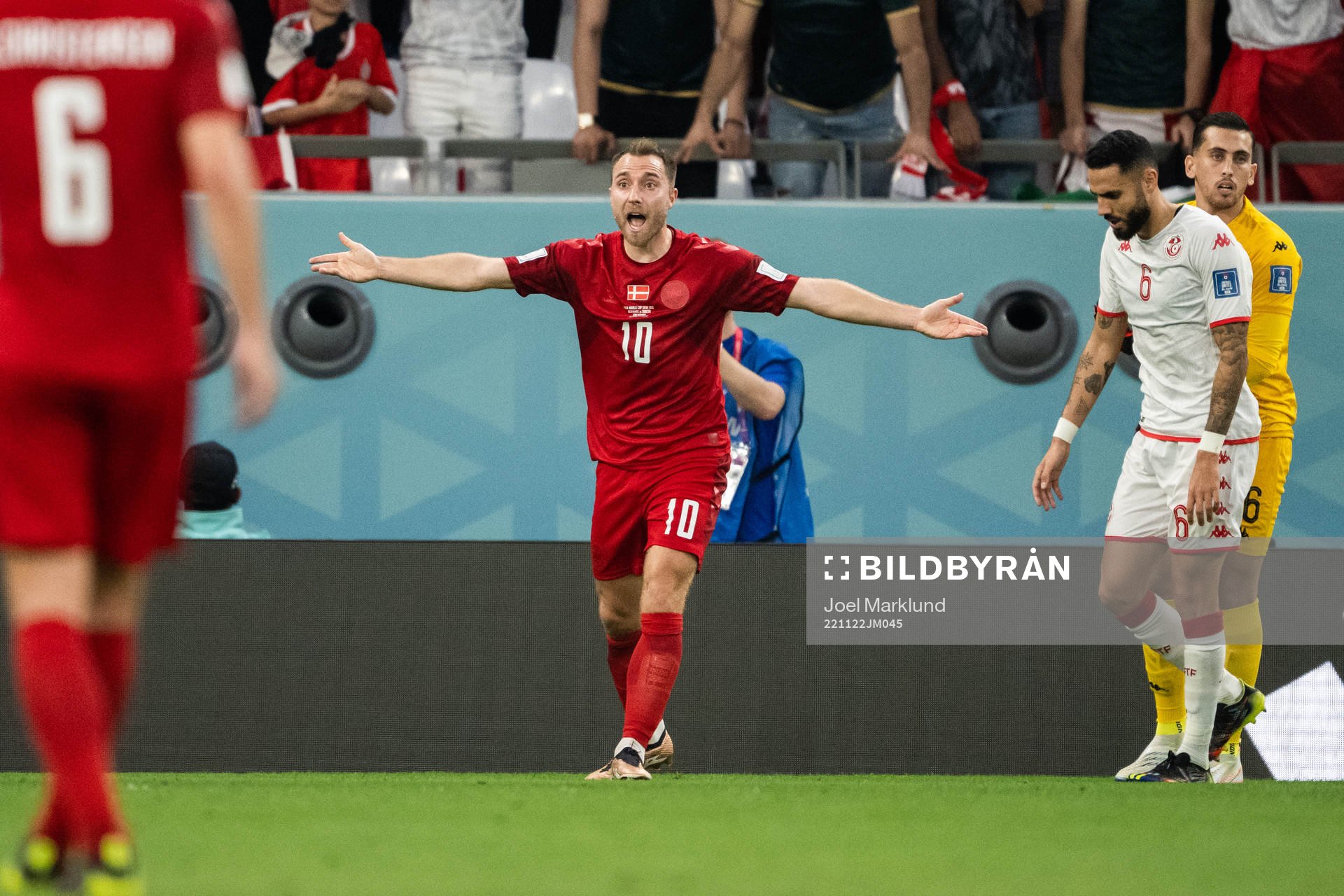 Christian Eriksen of Denmark reacts