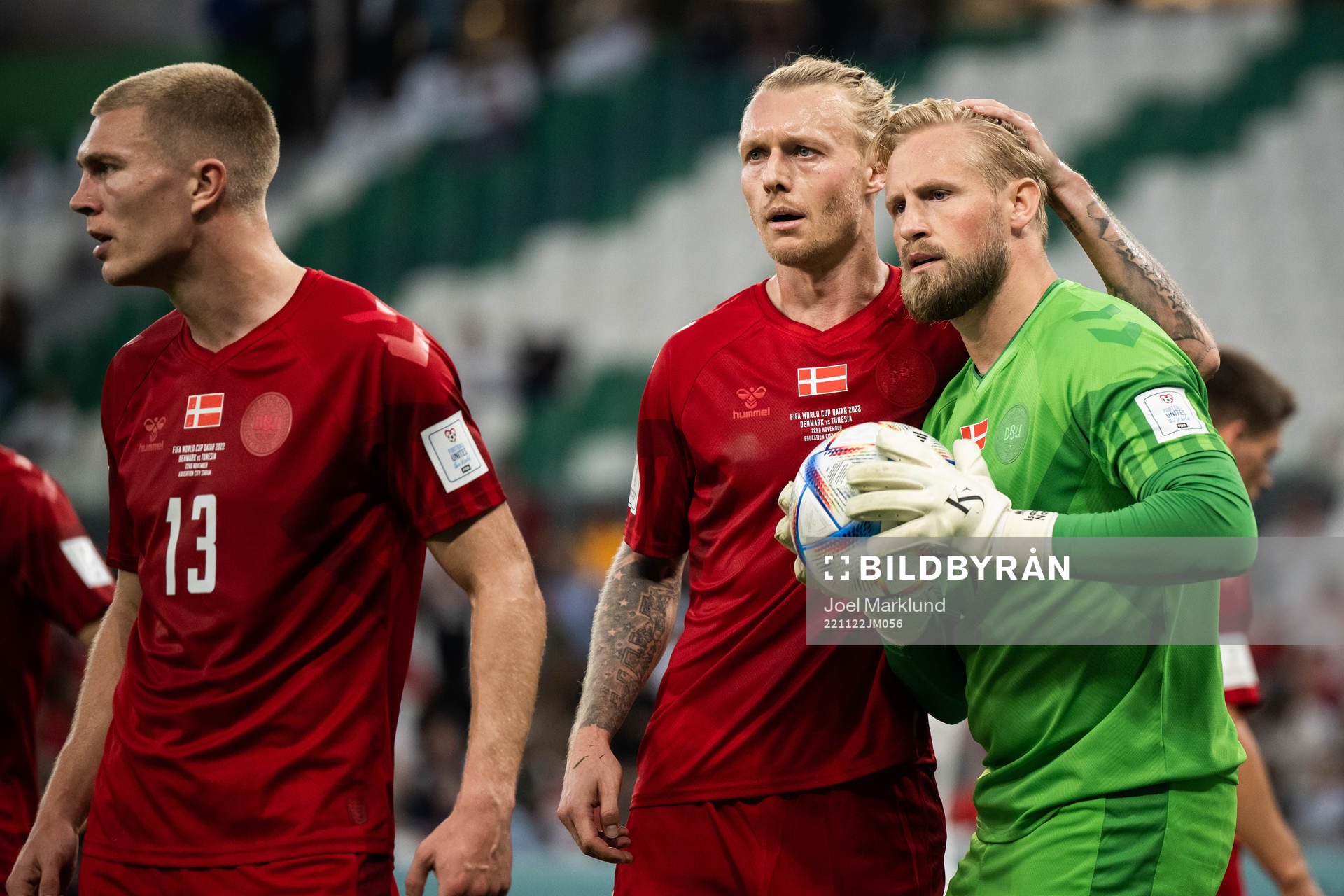 Rasmus Kristensen, Simon Kjær and goalkeeper Kasper