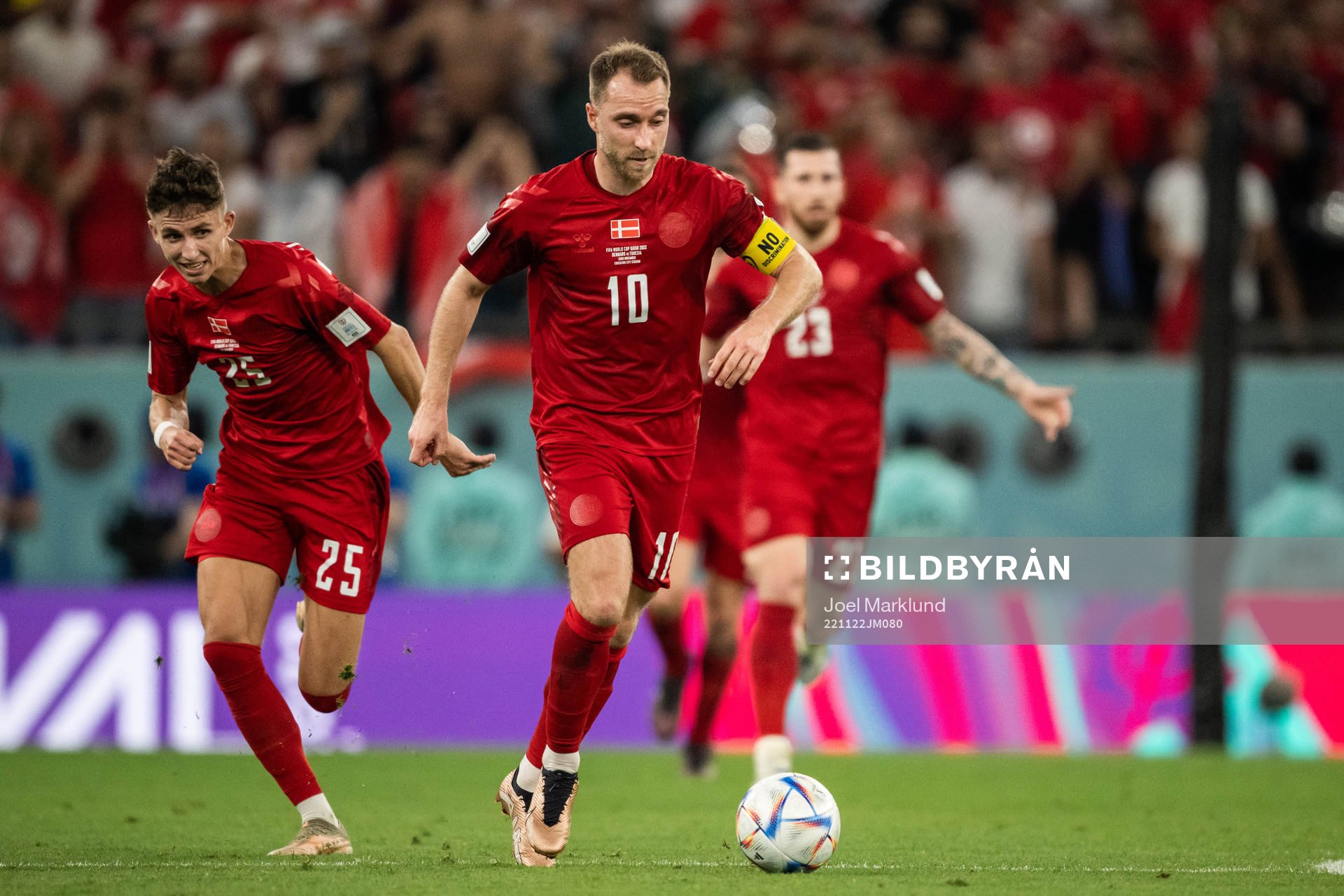 Jesper Lindstrøm and Christian Eriksen of Denmark