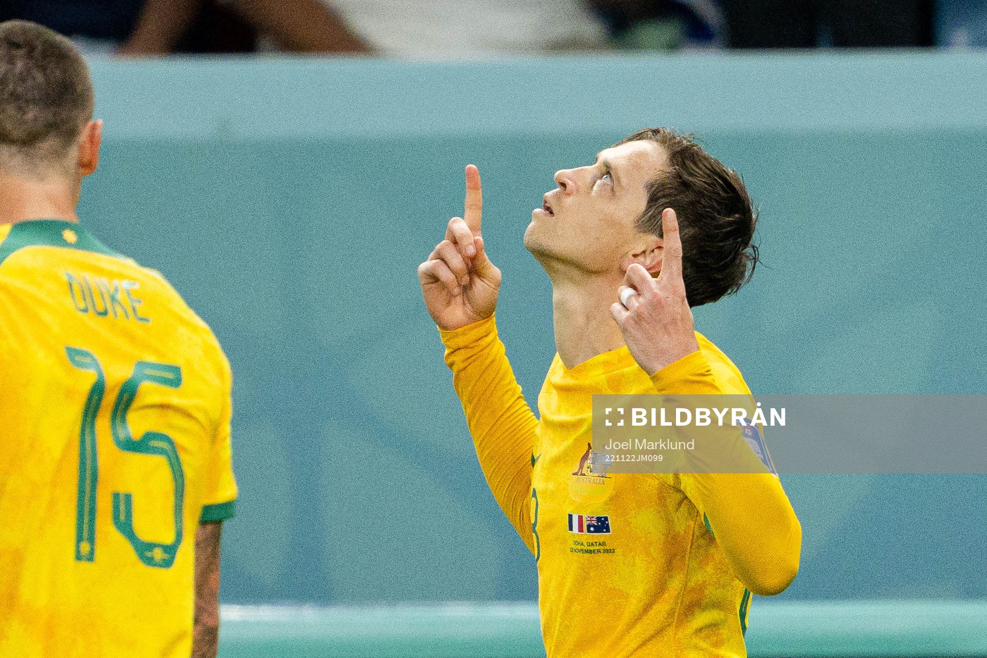 Craig Goodwin of Australia celebrates the 0-1 goal