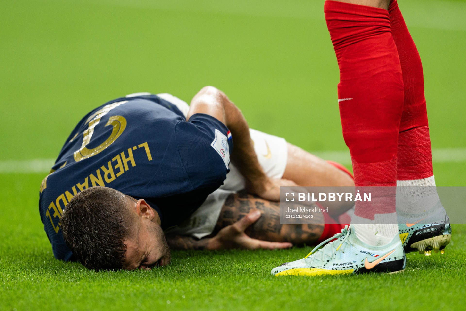 Lucas Hernandez of France in pain