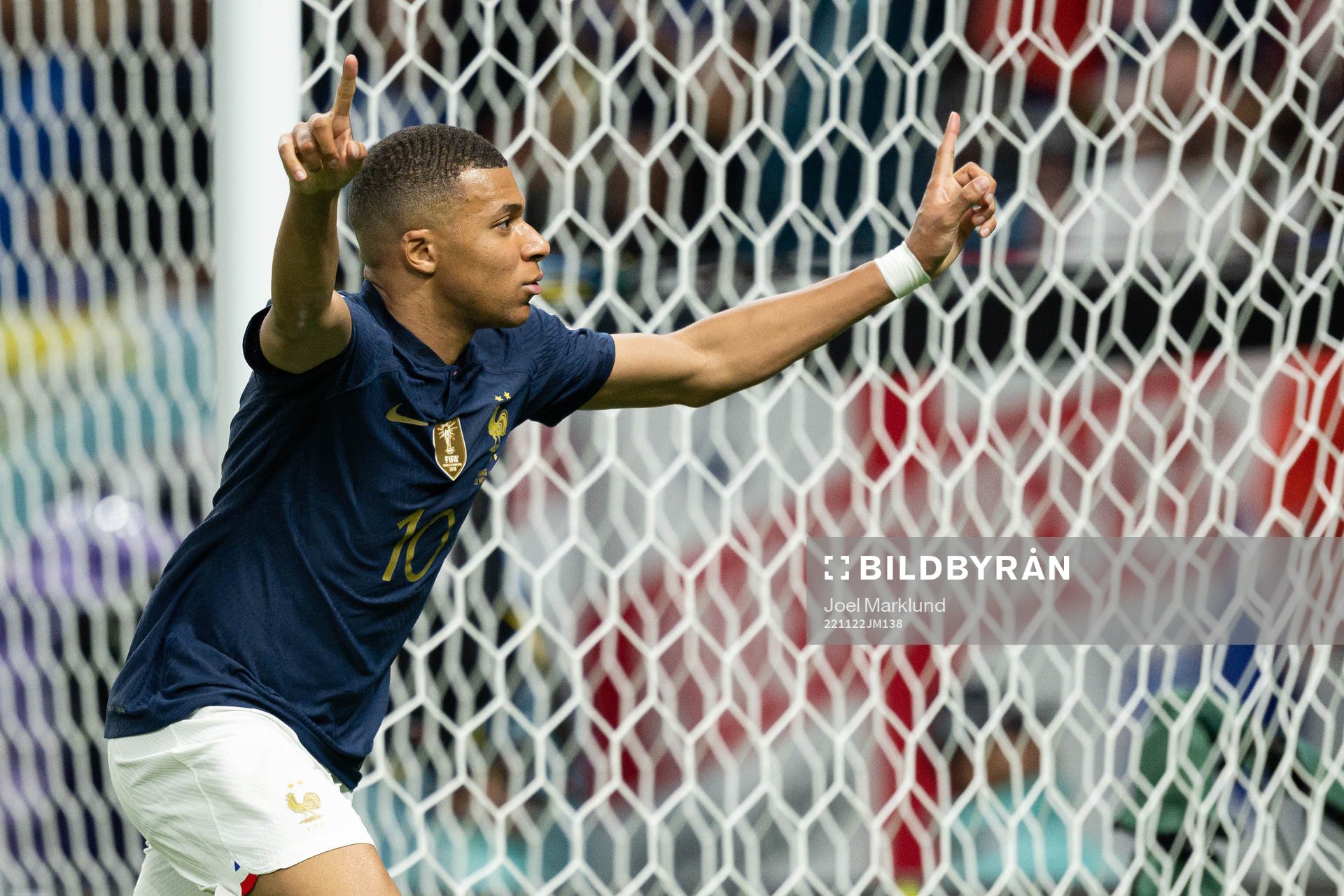 Kylian Mbappe of France celebrates the 3-1 goal