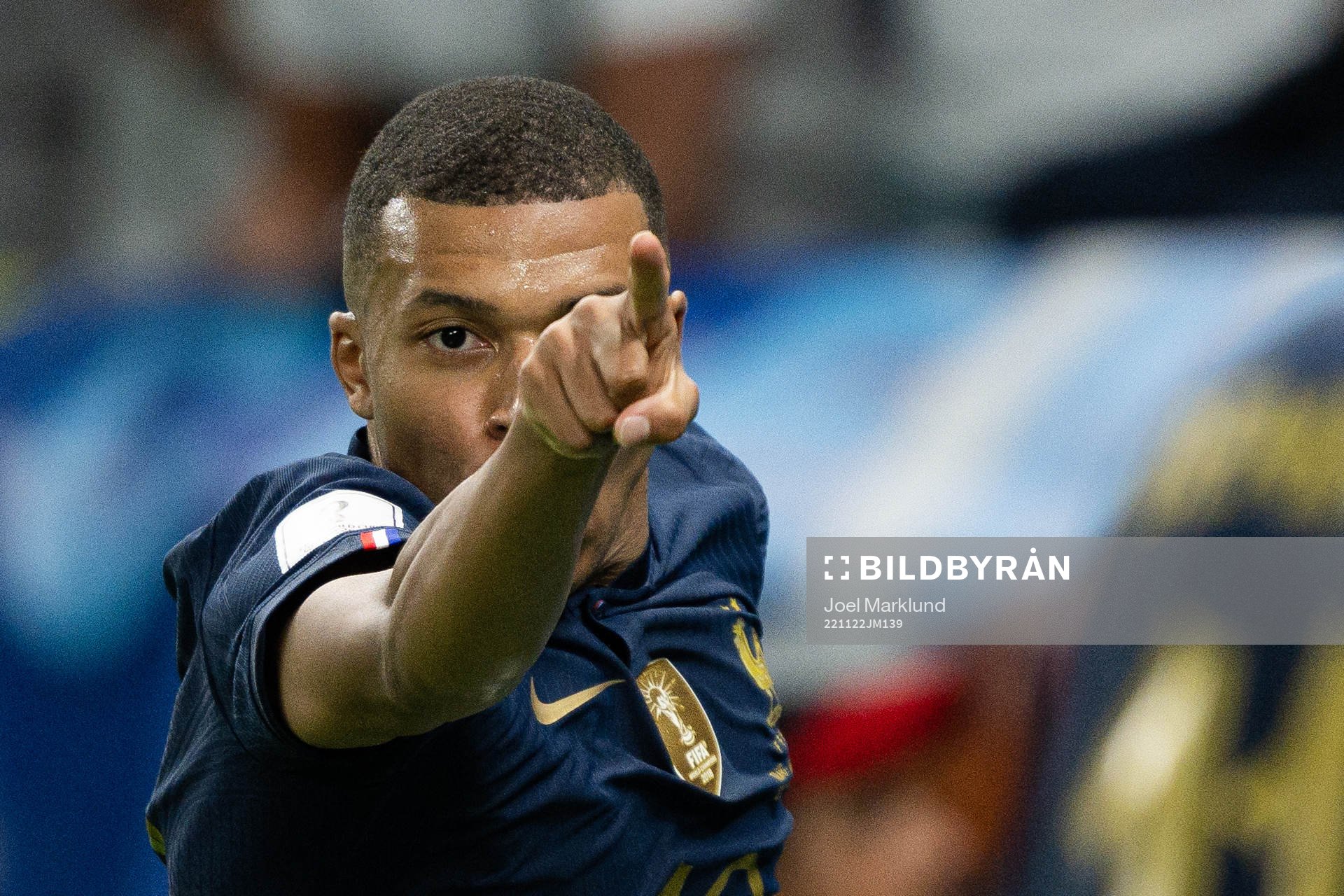 Kylian Mbappe of France celebrates the 3-1 goal