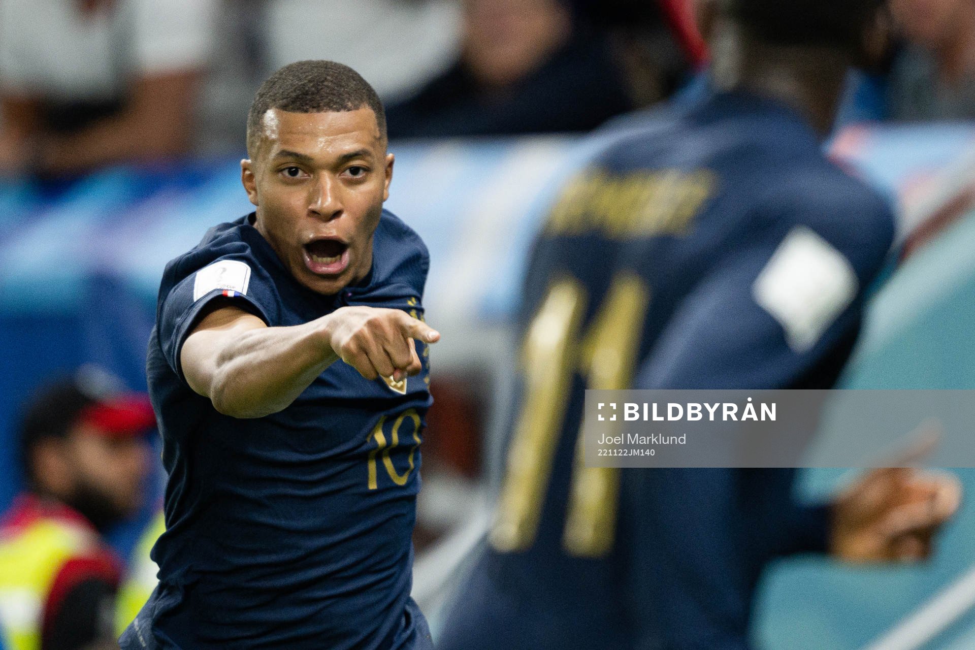 Kylian Mbappe of France celebrates the 3-1 goal