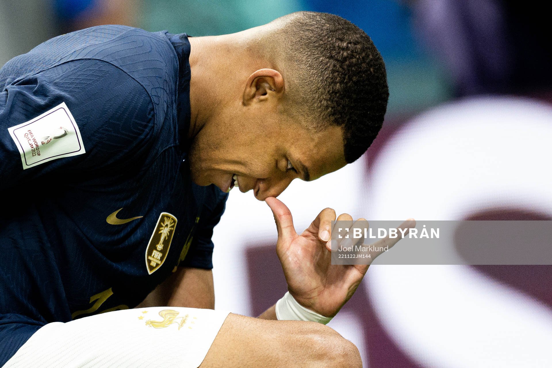 Kylian Mbappe of France celebrates the 3-1 goal