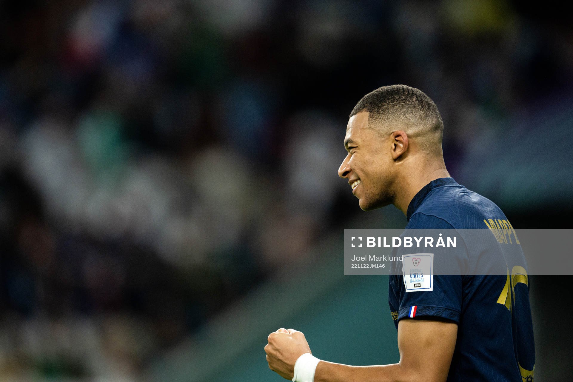 Kylian Mbappe of France celebrates the 3-1 goal