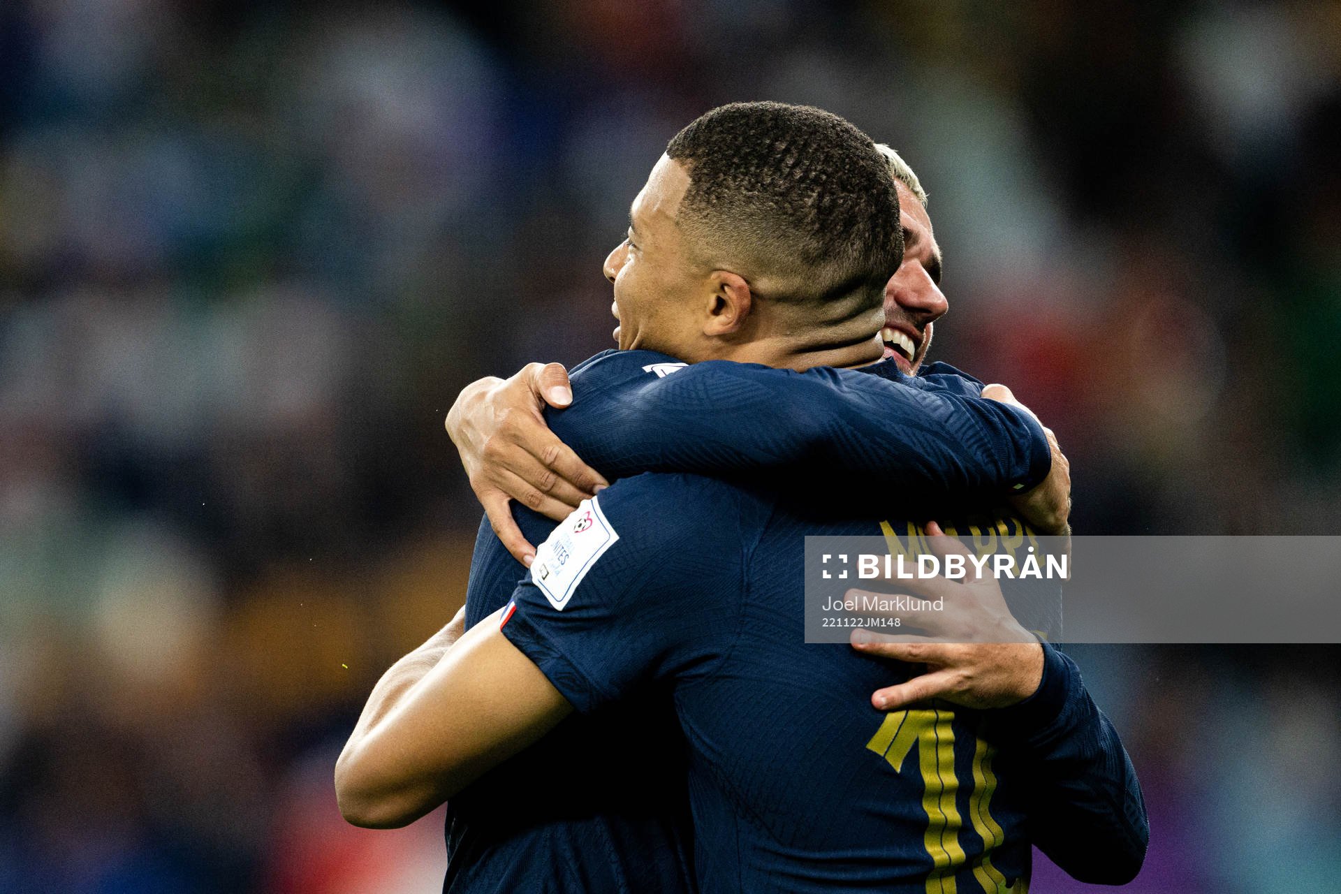 Antoine Griezmann and Kylian Mbappe of France celebrate the