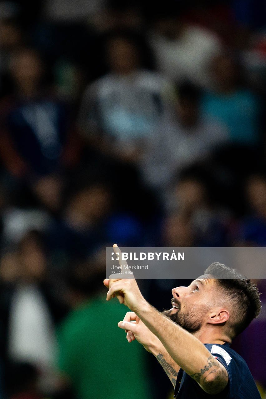Olivier Giroud of France celebrates the 4-1 goal