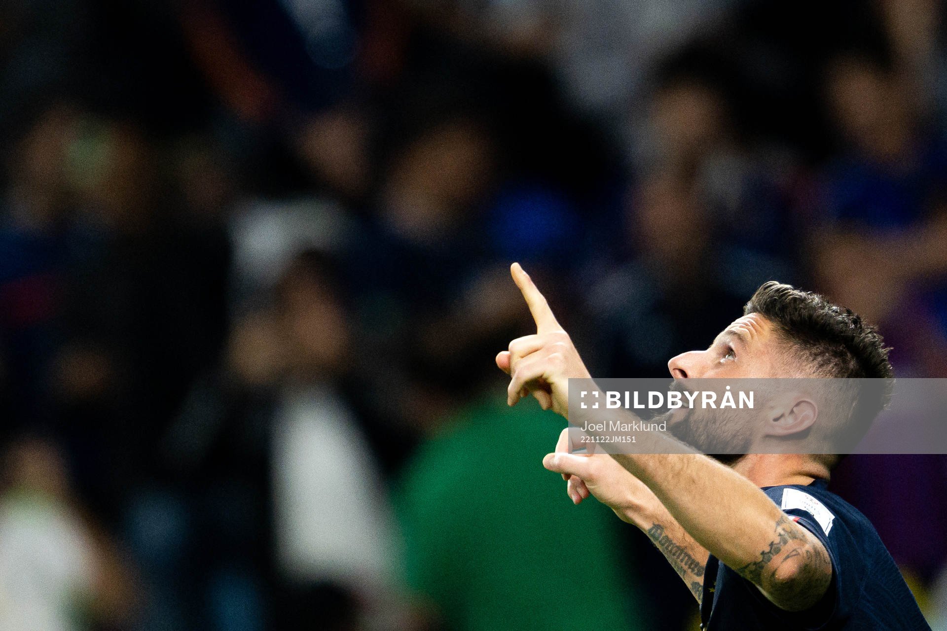Olivier Giroud of France celebrates the 4-1 goal