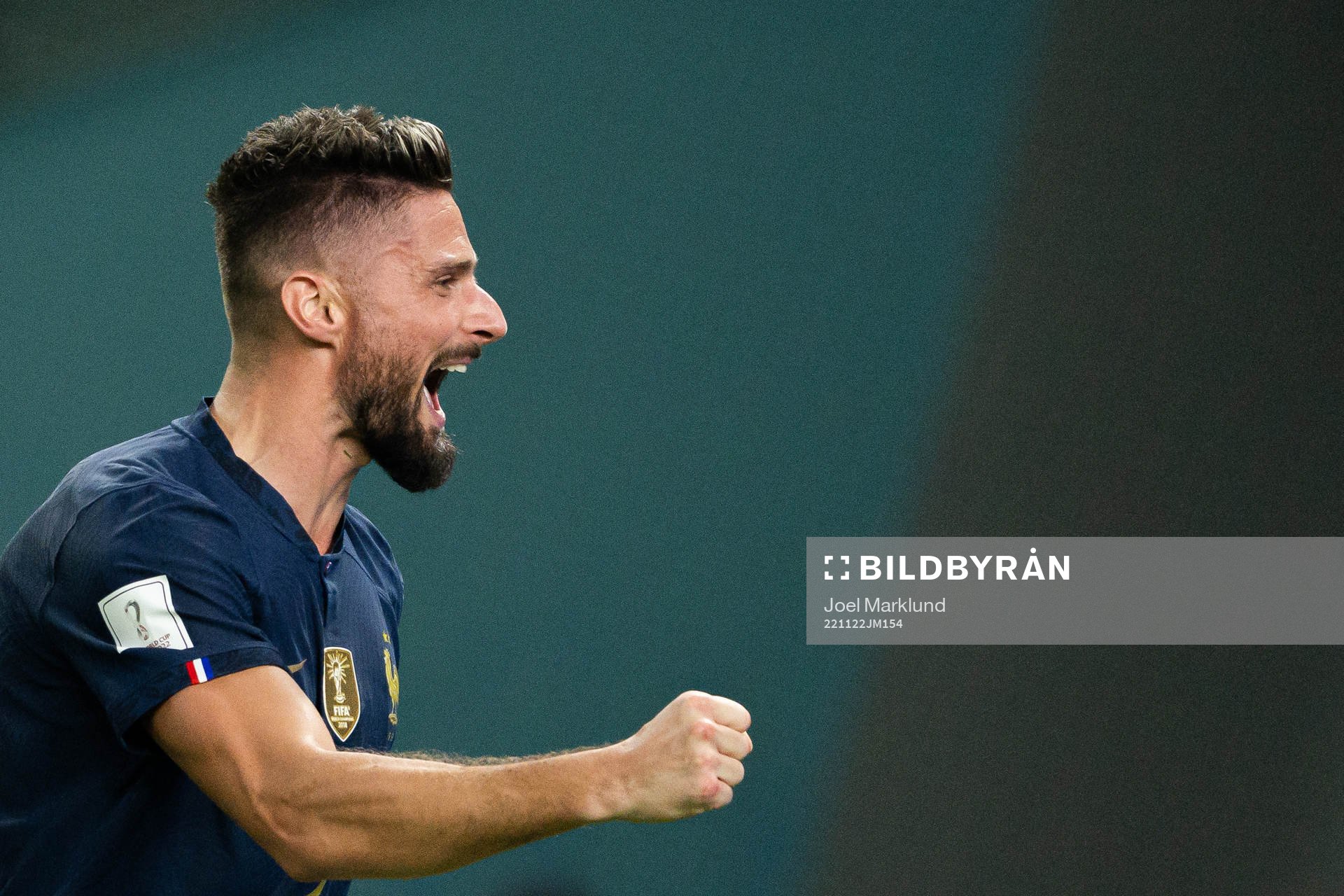 Olivier Giroud of France celebrates the 4-1 goal