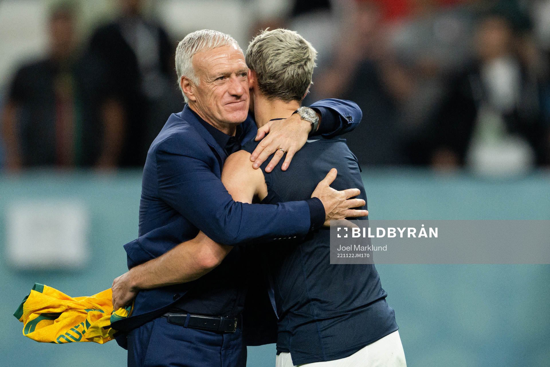 Head coach Didier Deschamps and Antoine Griezmann of France