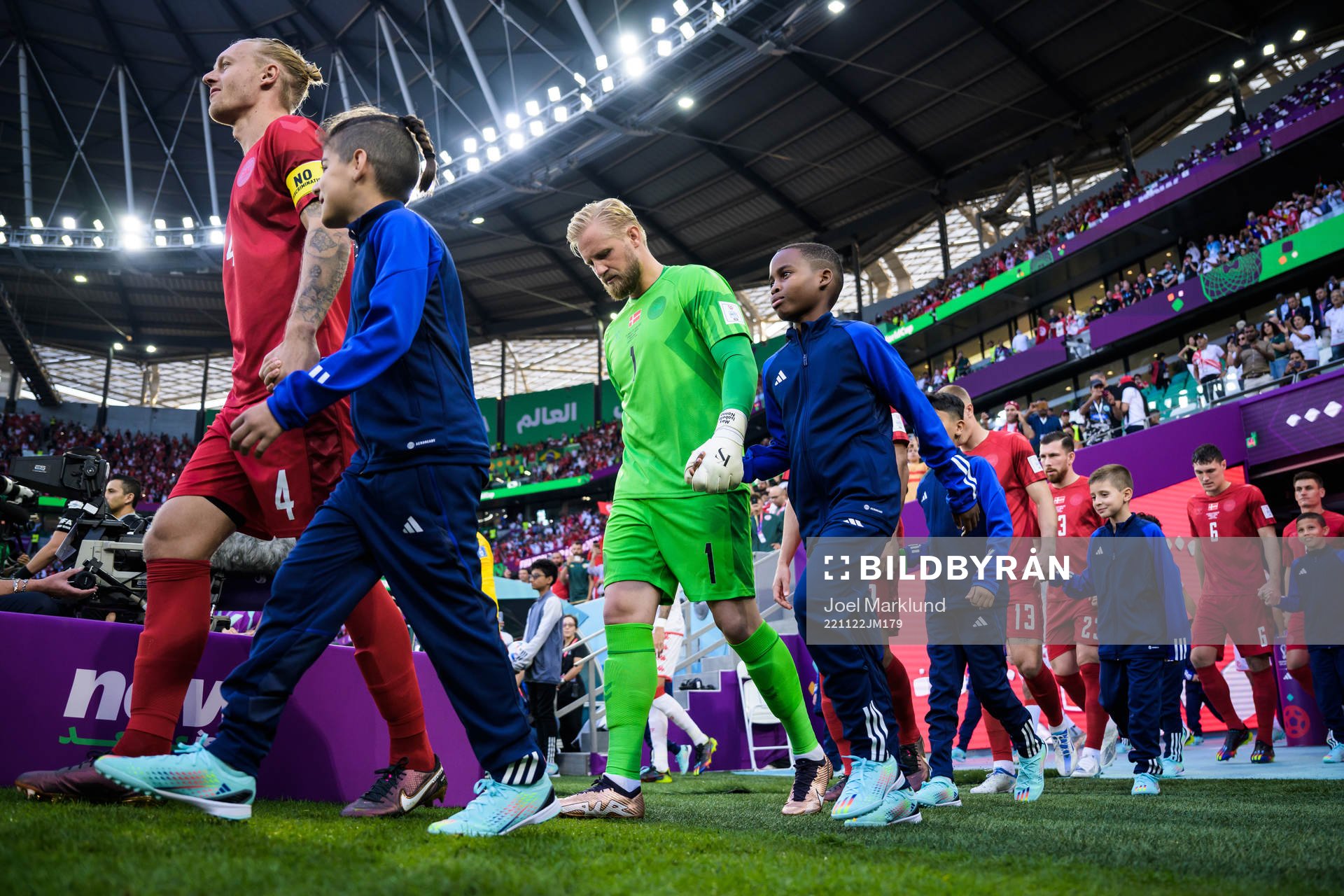Simon Kjær and goalkeeper Kasper Schmeichel of Denmark