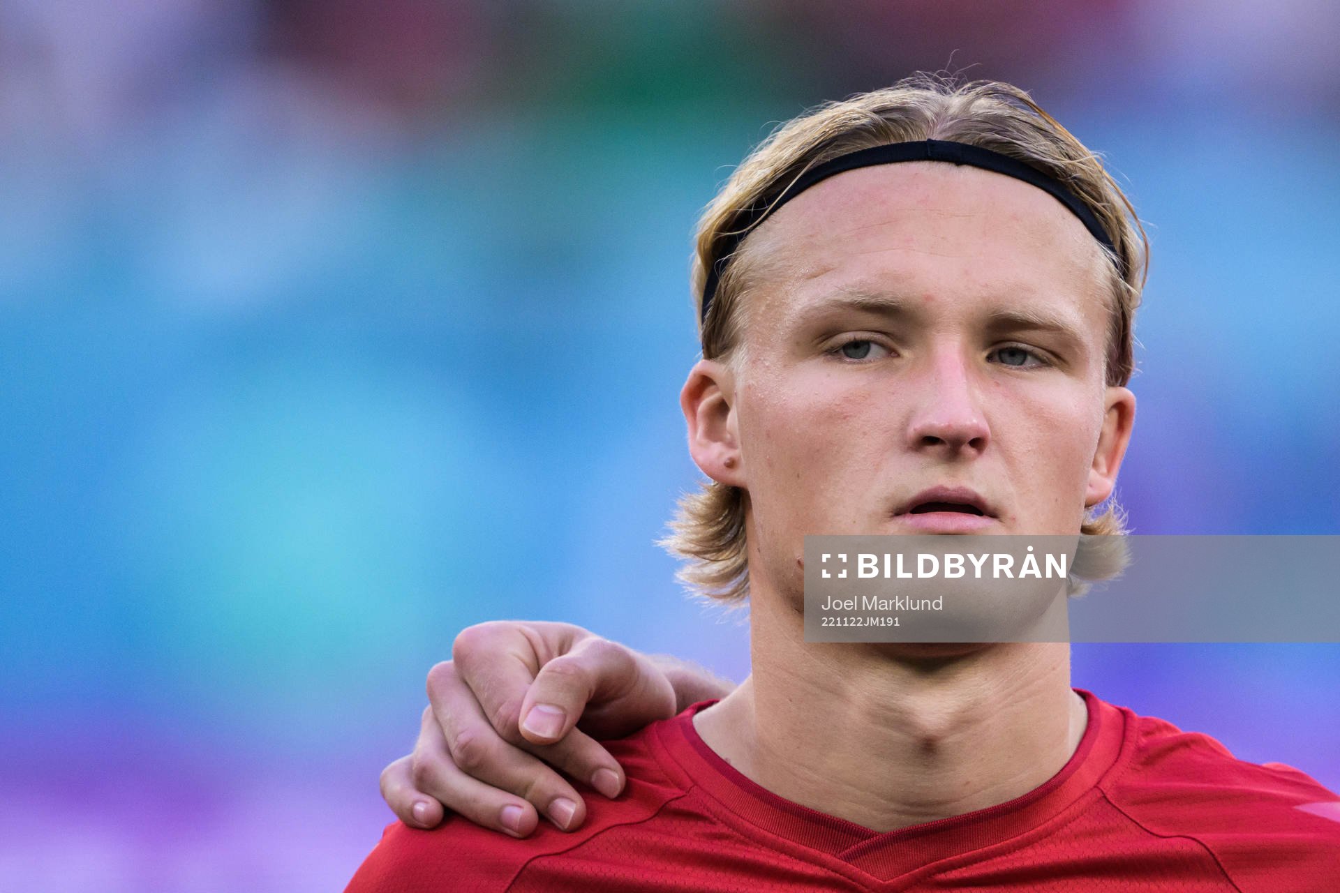 Kasper Dolberg of Denmark during the FIFA World Cup 2022 football match between Denmark and Tunisia on November 22, 2022 in Doha.