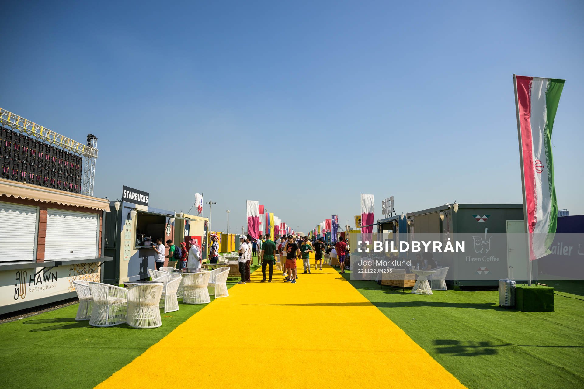 A walkway at Fan Village Cabins Free Zone during day 3 of the FIFA World Cup 2022 on November 22, 2022 in Doha. 