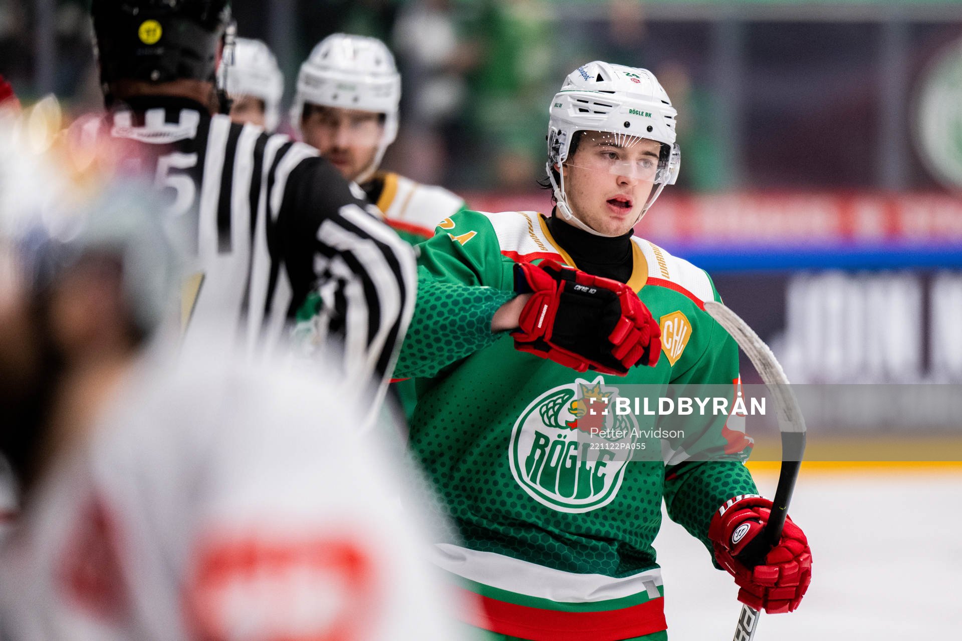 Marco Kasper of Rögle celebrate his 4-0 goal