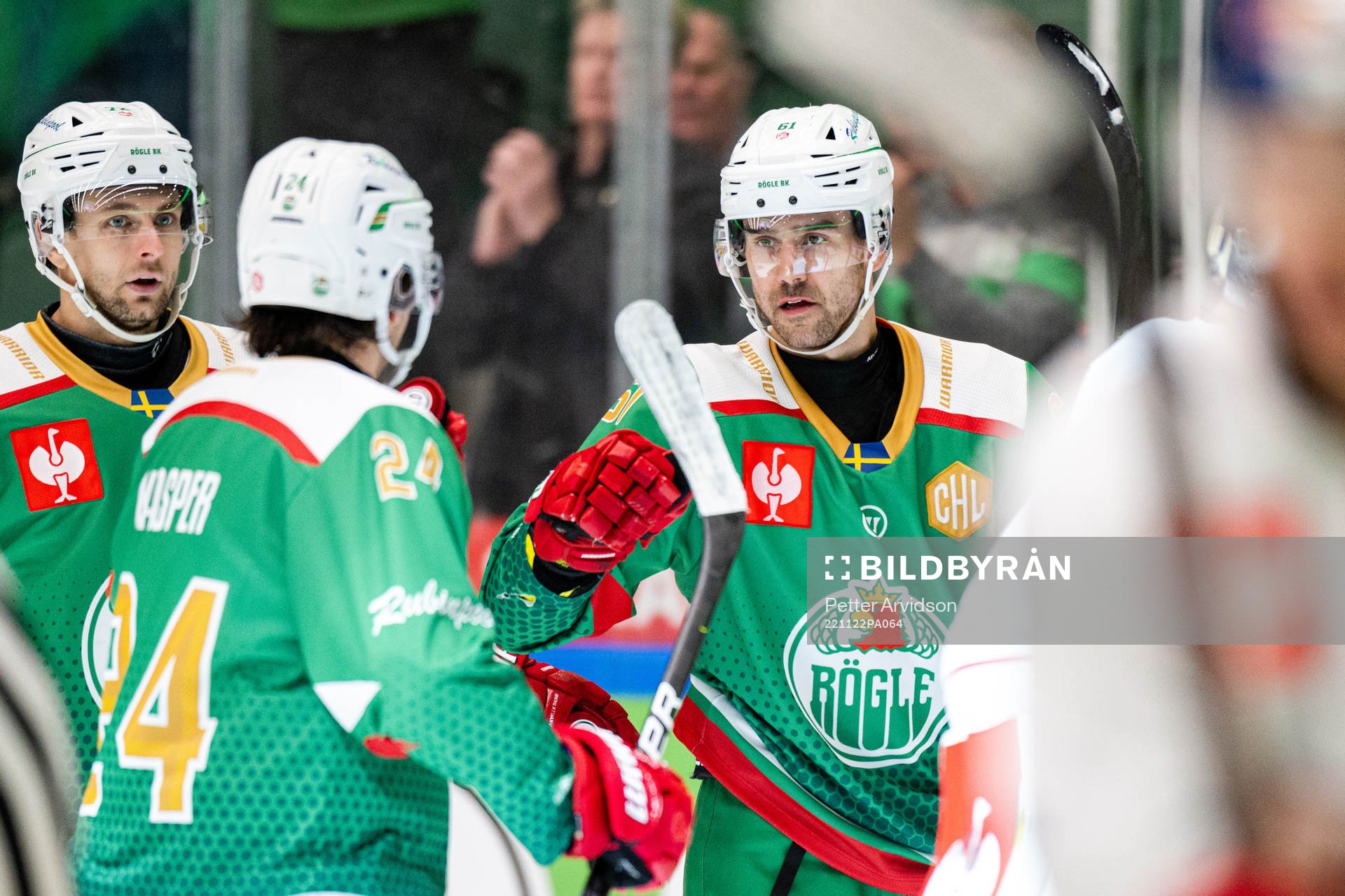 Ludvig Larsson of Rögle celebrates the 5-1 goal