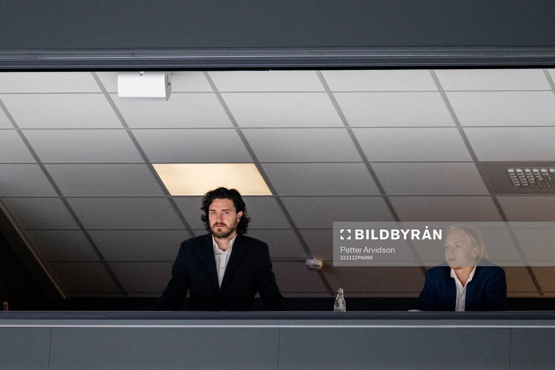Dennis Everberg and Samuel Jonsson of Rögle in the stands
