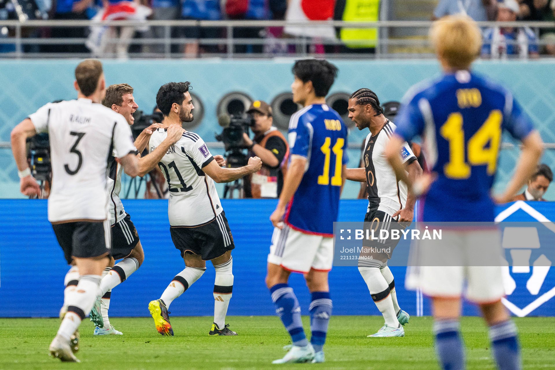 Thomas Müller, Ilkay Gündogan and Serge Gnabry of Germany