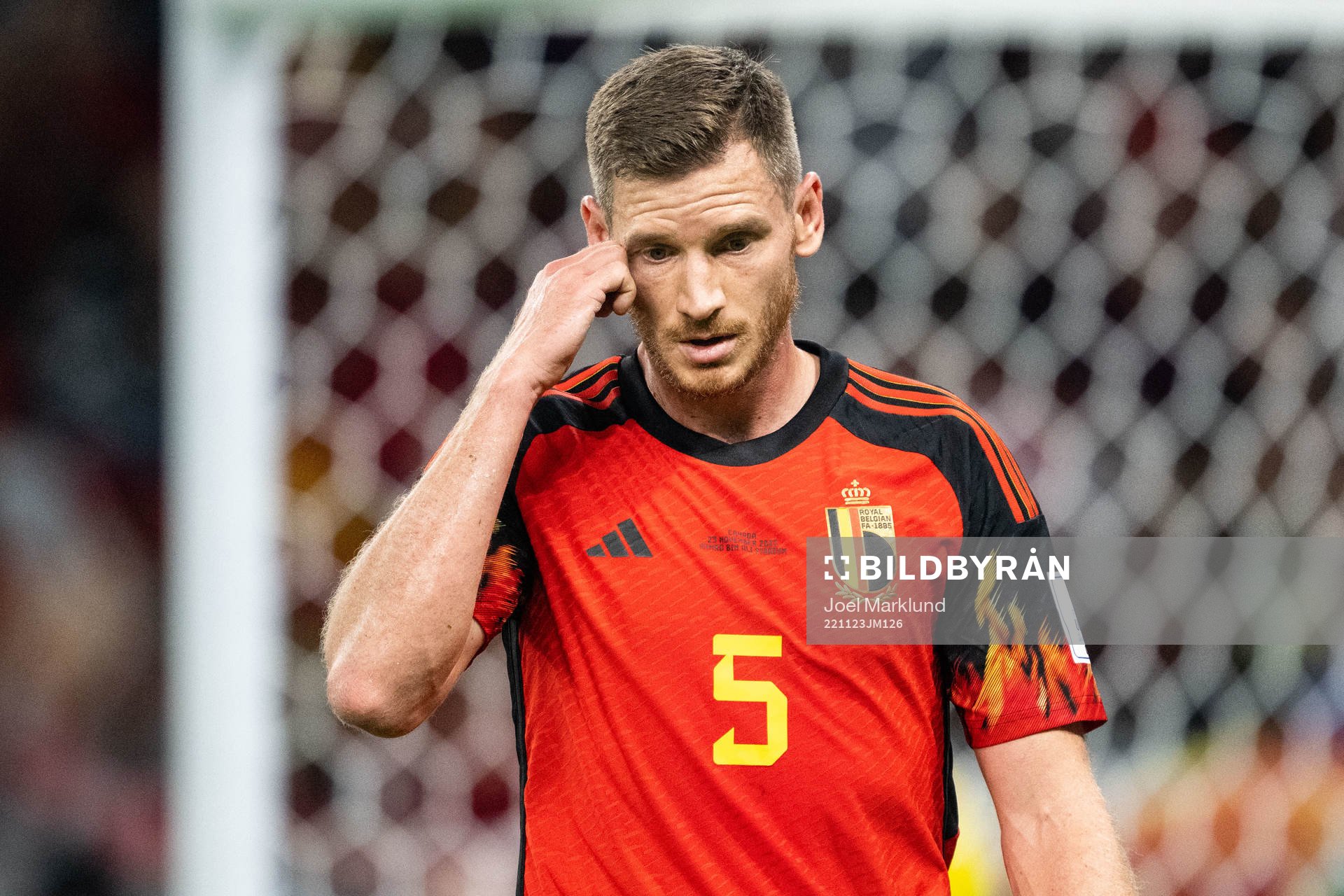 Jan Vertonghen of Belgium looks dejected